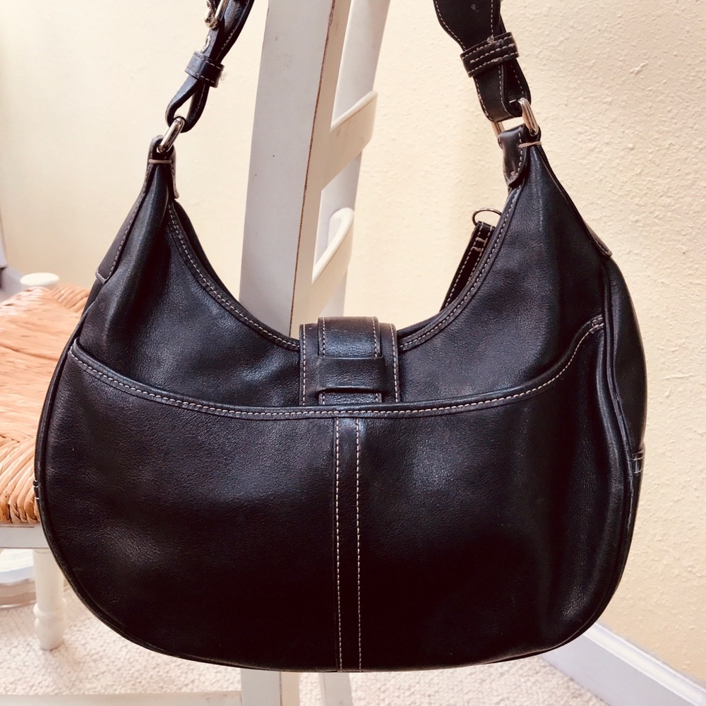 COACH HOBO BLACK LEATHER BAG - Picture 2 of 5